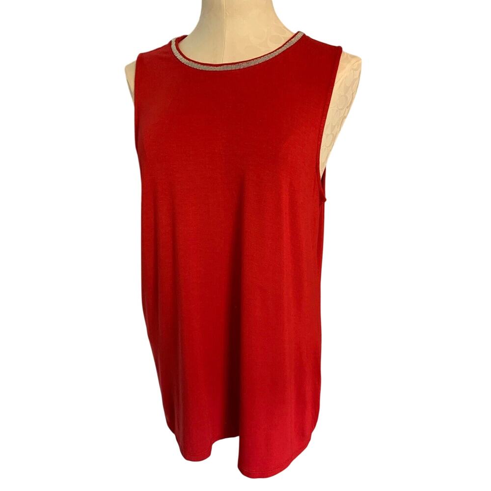 Large Banana Republic Red Women's Tank Sliver Trim Neckline Sleeveless